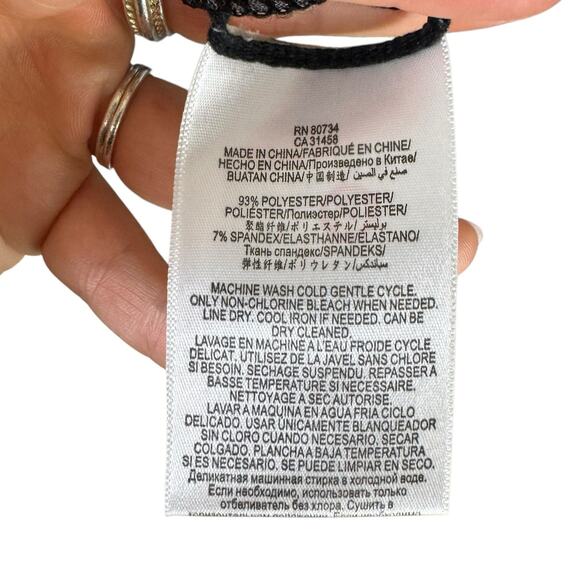 BCBGMaxazria Adele Black White Print 3/4 Sleeve V-neck Classic Wrap Dress - Picture 11 of 11